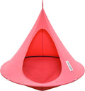 Single Cacoon Hanging Chair – Cozy Indoor/Outdoor Hammock with Polyester Canvas, 440 lb Capacity, Includes 18ft Rope & Carabiner (Coral Rose)
