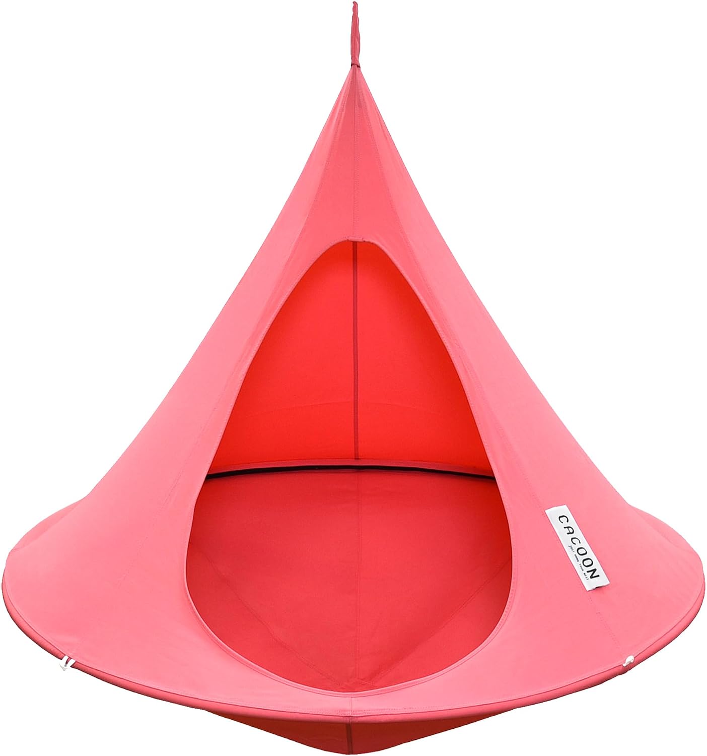 Single Cacoon Hanging Chair – Cozy Indoor/Outdoor Hammock with Polyester Canvas, 440 lb Capacity, Includes 18ft Rope & Carabiner (Coral Rose)