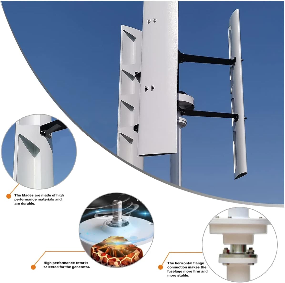 1000W 12V Wind Turbine Generator VAWT 3 Blades Vertical Axis Wind Turbine Kit 1KW Wind Power Generator with MPPT Controller for Home Industrial Camping Boat Use