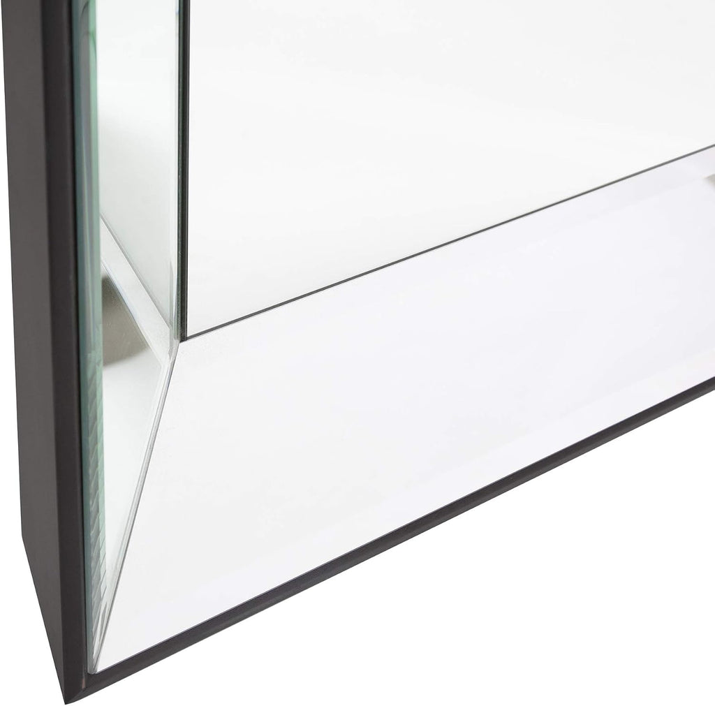 Howard Elliott Collection Vogue Inward Rectangular Hanging Wall Mirror, Large Silver Decorative Wall Mounted Vanity Mirror with Glass Frame for Bedroom, Living Room & Entryway, 24 x 24 Inch