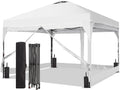 8x8 FT 1-Button Push Pop Up Canopy with 4 Clear PVC Sidewalls, Sandbags, Instant Canopy Tent for Outdoor Events