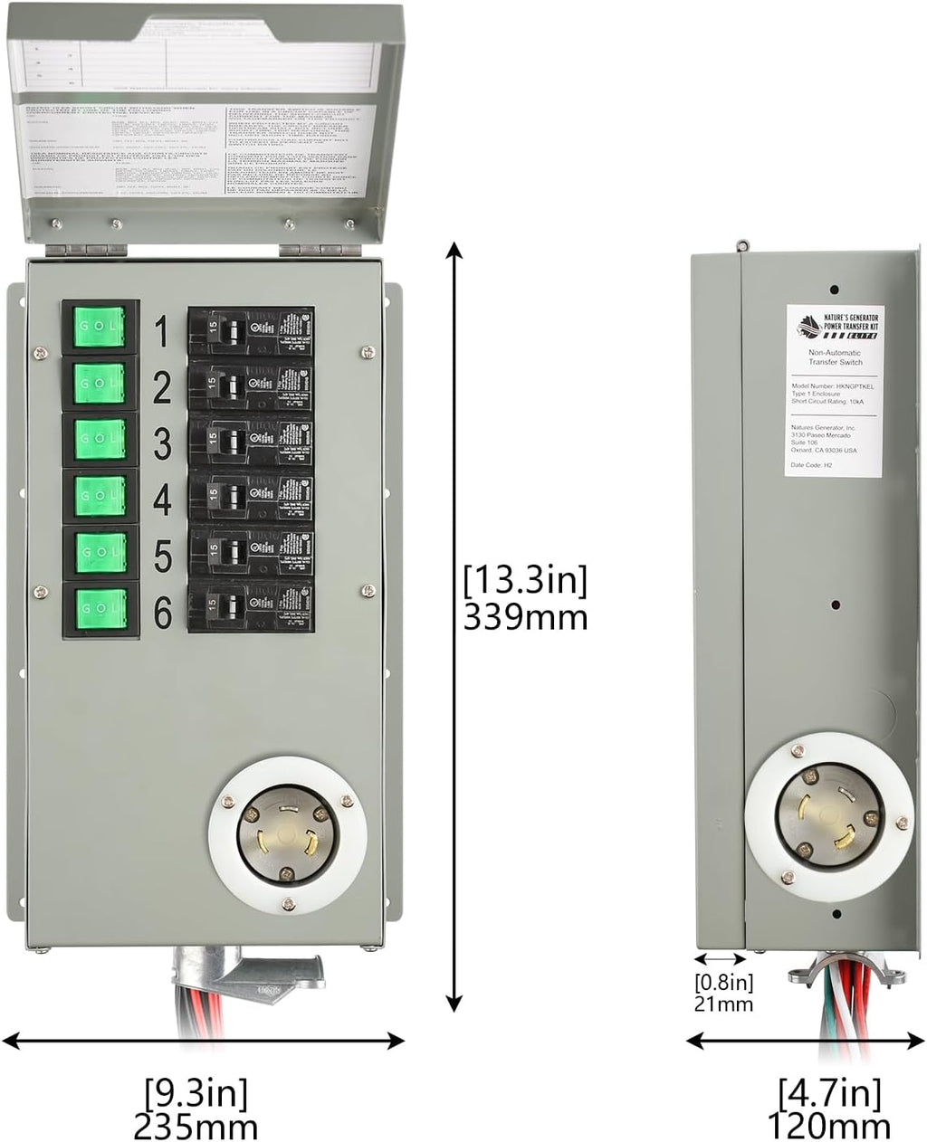 Nature's Generator Lithium 3600 + 6 Circuit Transfer Swtich