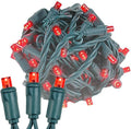 Novelty Lights 12-Pack, 50 Feet 100 LED Red Christmas Mini Light String on Green Wire, 5mm Wide Angle Bulbs, Connectable, Indoor/Outdoor Decor, UL Listed