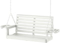 FOOWIN Porch Swing, 4 FT Patio Swing with Cup Holders, Adjustable Hanging Chains, HDPE Outdoor Swing for Patio, Porch, Garden, Yard, Heavy Duty 660 LBS Weight Capacity White
