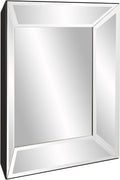 Howard Elliott Collection Vogue Inward Rectangular Hanging Wall Mirror, Large Silver Decorative Wall Mounted Vanity Mirror with Glass Frame for Bedroom, Living Room & Entryway, 24 x 24 Inch