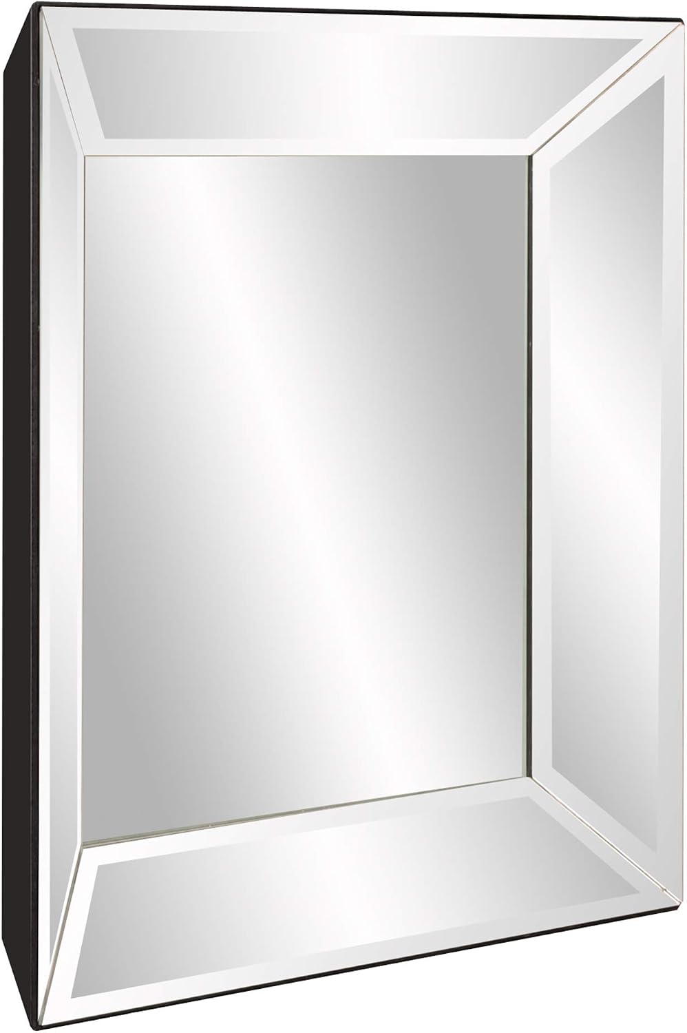 Howard Elliott Collection Vogue Inward Rectangular Hanging Wall Mirror, Large Silver Decorative Wall Mounted Vanity Mirror with Glass Frame for Bedroom, Living Room & Entryway, 24 x 24 Inch