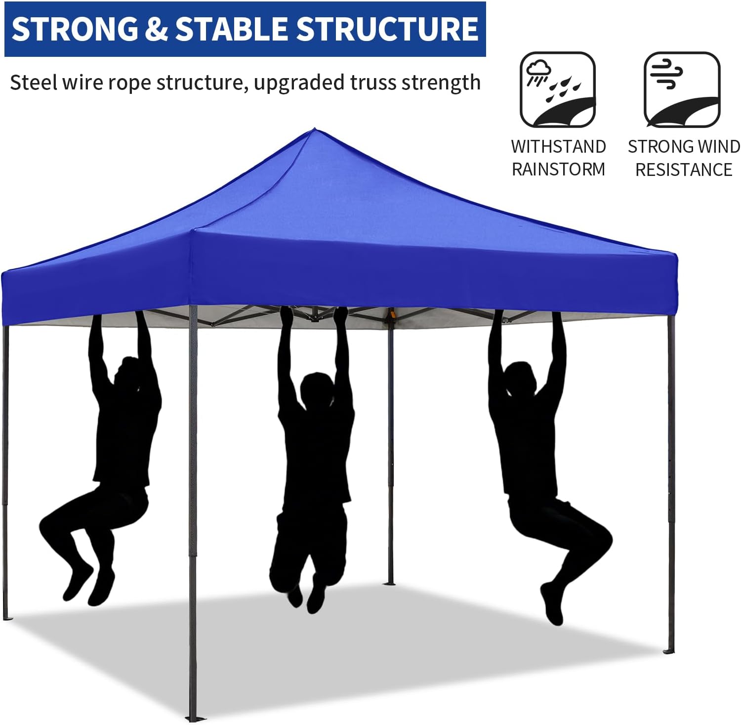 10x10 Pop up Canopy Tent with Sidewalls,Heavy Duty Waterproof Sun Shade Canopy Easy up Canopy with Wheel Bag Commercial Gazebo Tent for Outdoors Parties Vendors Camping Beach(Blue)