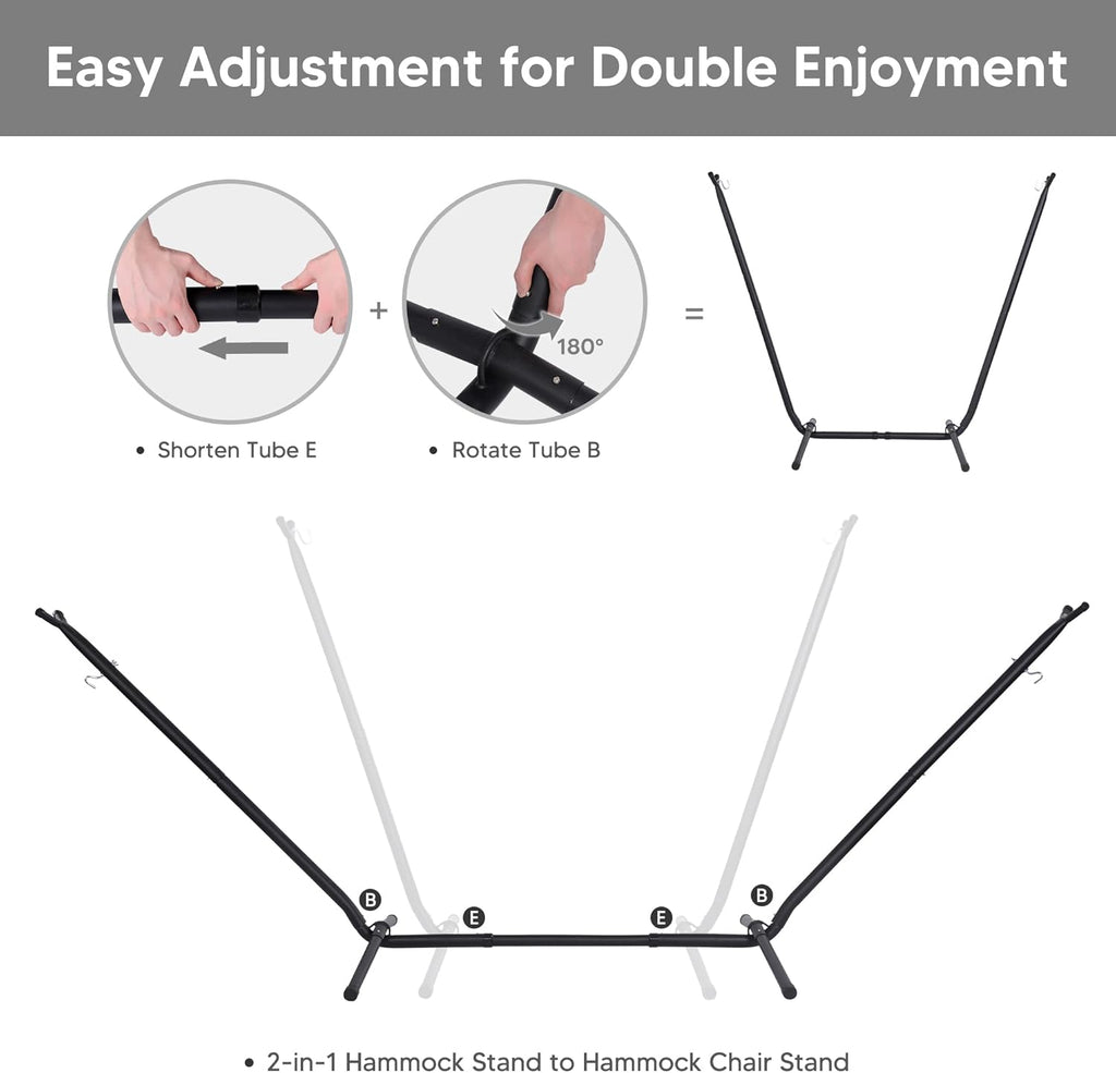 SUNCREAT 2-in-1 Hammocks Convertible Portable Double Hammock with Stand, Outdoor Hammock with Stand Included, Patented, Natural