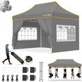 Hoteel 10x15 Pop Up Canopy Tent Heavy Duty with 4 Sidewalls, Waterproof Party Tent, Easy Set-up Commercial Instant Tents with Roller Bag & Sandbags, Hexagonal Leg (1-Year Warranty)