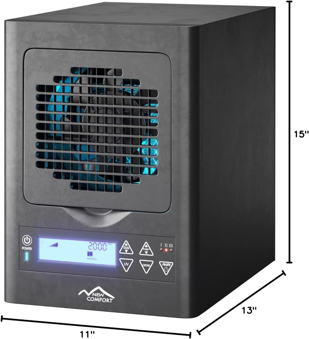 BL3000 Ozone Air Purifier - 6-Stage UV, HEPA, and Ozone removes smoke, food and other odors fast. Adjustable fan, ionizer and charcoal air purification for home & office odor eliminator
