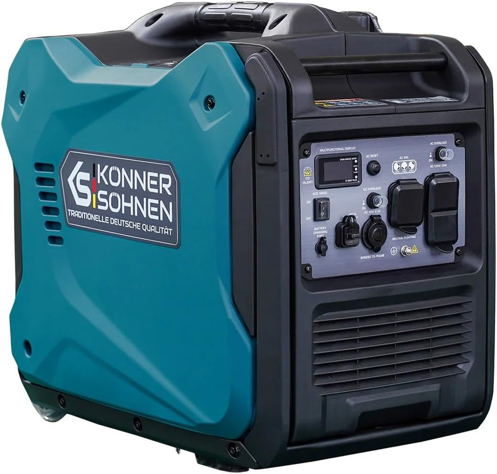 Konner&Sohnen Gas Inverter Generator - 5500 Watt, 120V/240 V, Portable and Lightweight, Super Quiet with Pure Sine Wave and CO Sensor (German brand, model: KS 6000iES CO)