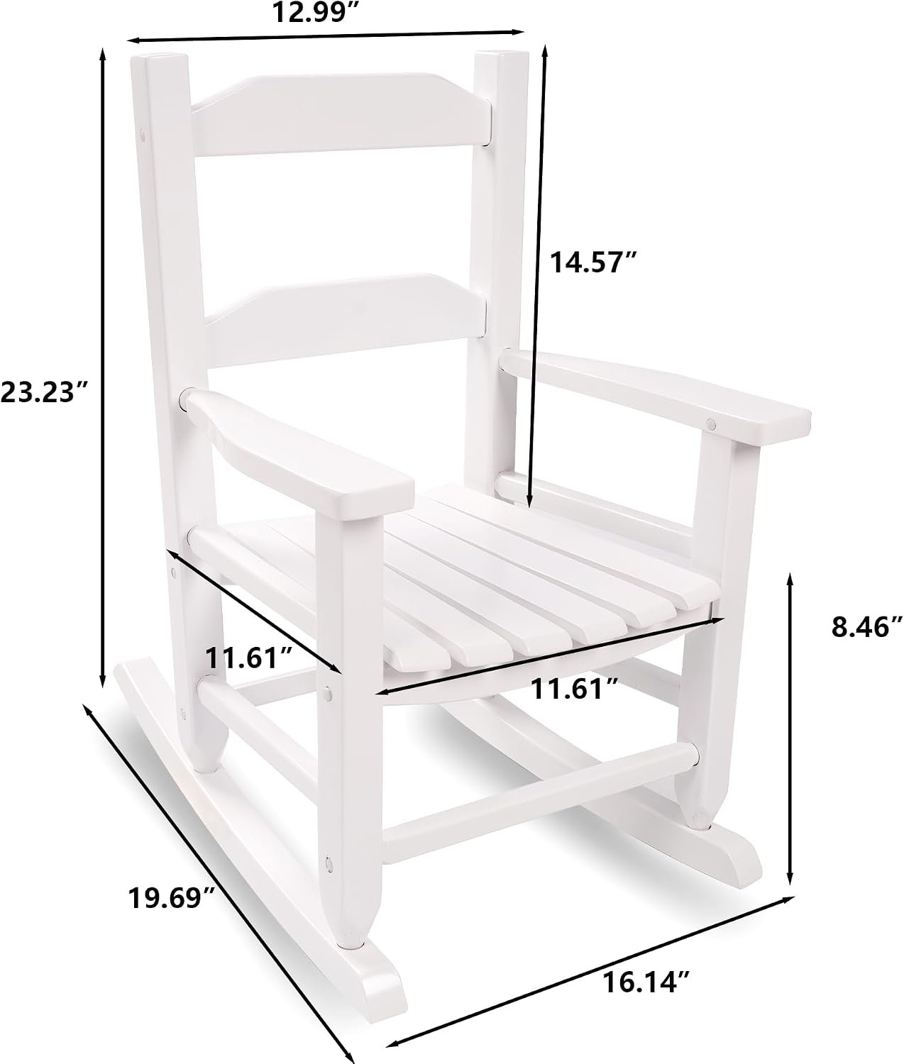 Toddler Rocking Chair Set of 2 for Kids Comfy Recliner Wooden Rocker for Baby Children Ages 3-6 Outdoor Lounge Chair Girls Indoor Playroom White
