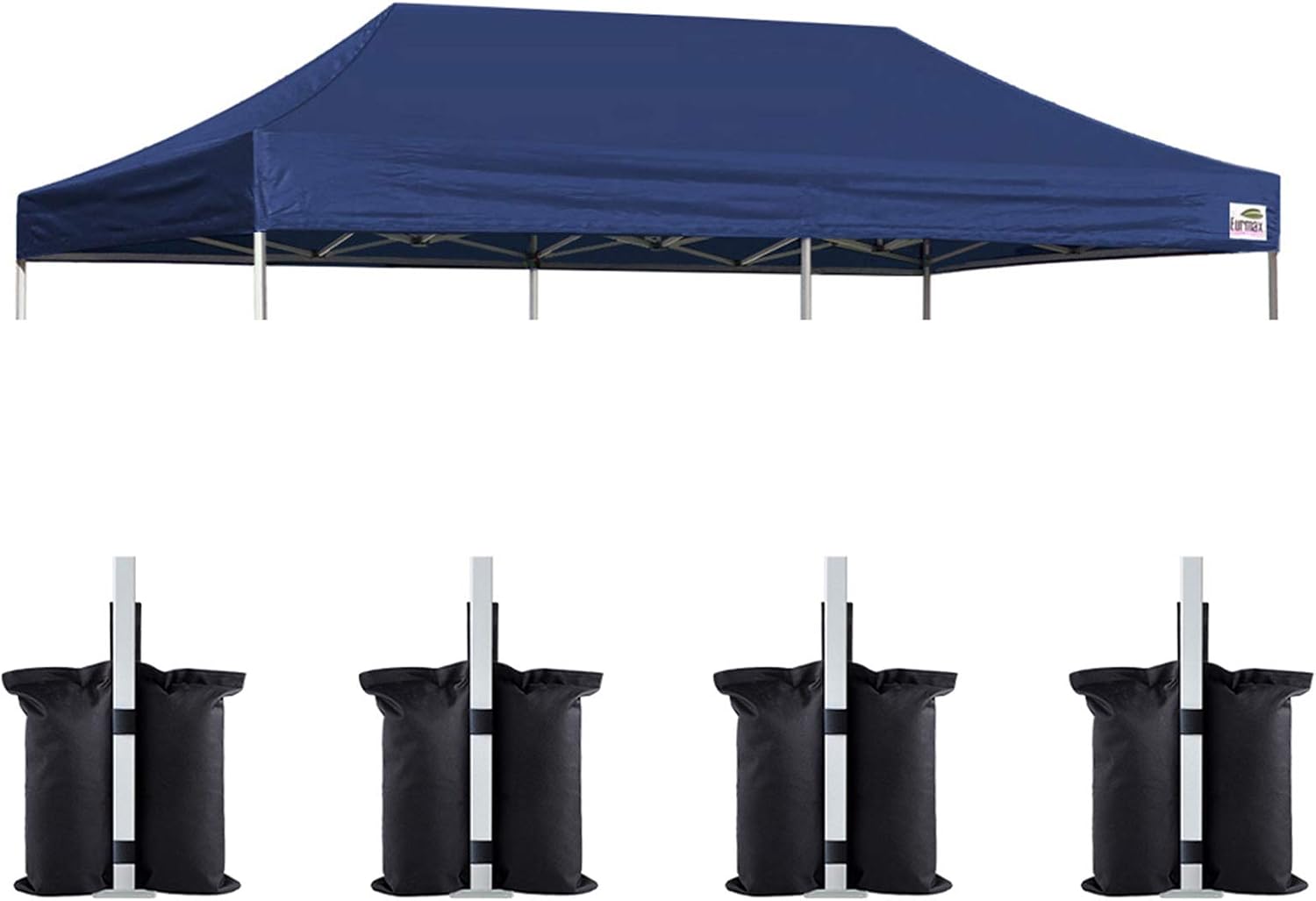 Eurmax USA 10x20 Pop Up Canopy Replacement Top,Universal Instant Canopy Cover ONLY,Heavy Duty UPF 50+ UV Protection,Water & Wind Resistant Tarp,30+ Colors Available,Bonus 4 Sand Bags (Navy Blue)