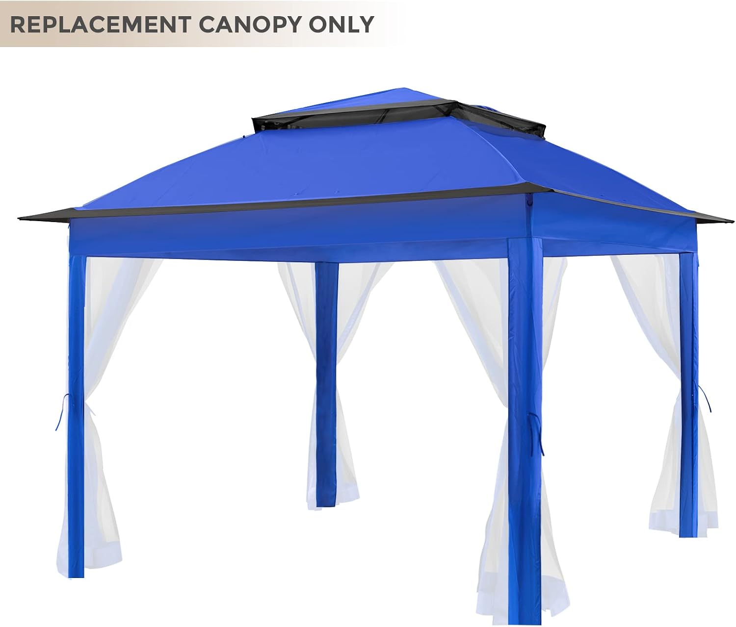 COOS BAY 11x11 Replacement Gazebo Top with Air Vent Sunshade Polyester Top Cover Only, Blue