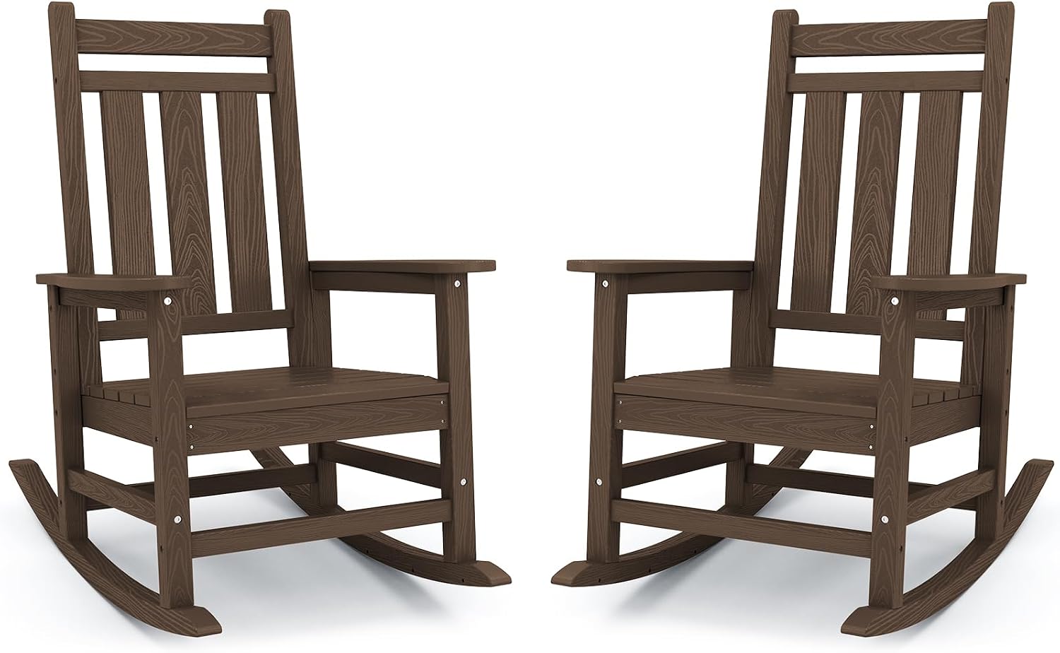 KINGYES Oversized Outdoor Rocking Chair Set of 2, All-Weather Patio Rocking Chairs for Porch, HDPE Outdoor Patio Rockers with High Back & Wide Seat for Garden, Lawn, Coffee