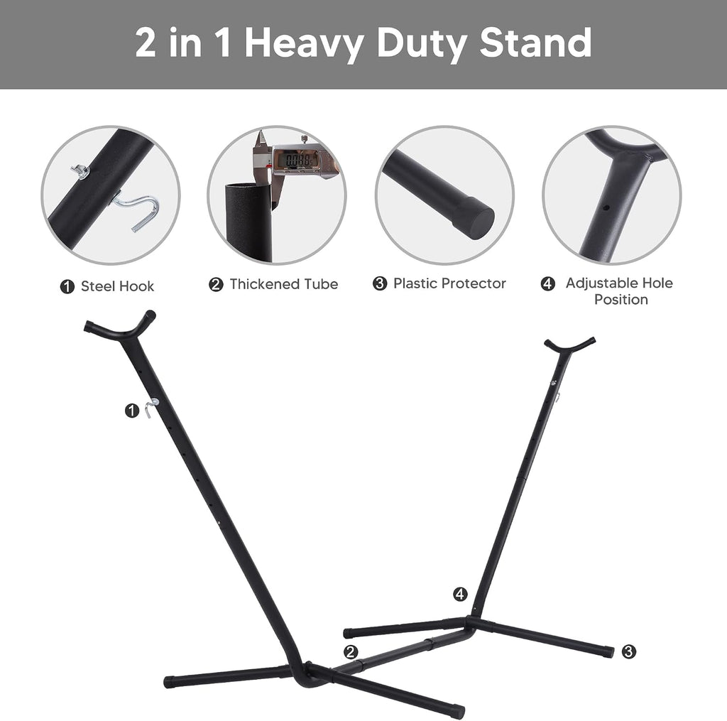 SUNCREAT 2-in-1 Convertible Portable Double Hammock with Stand Included, Outdoor Hammock and Stand, Patented, Sea Blue