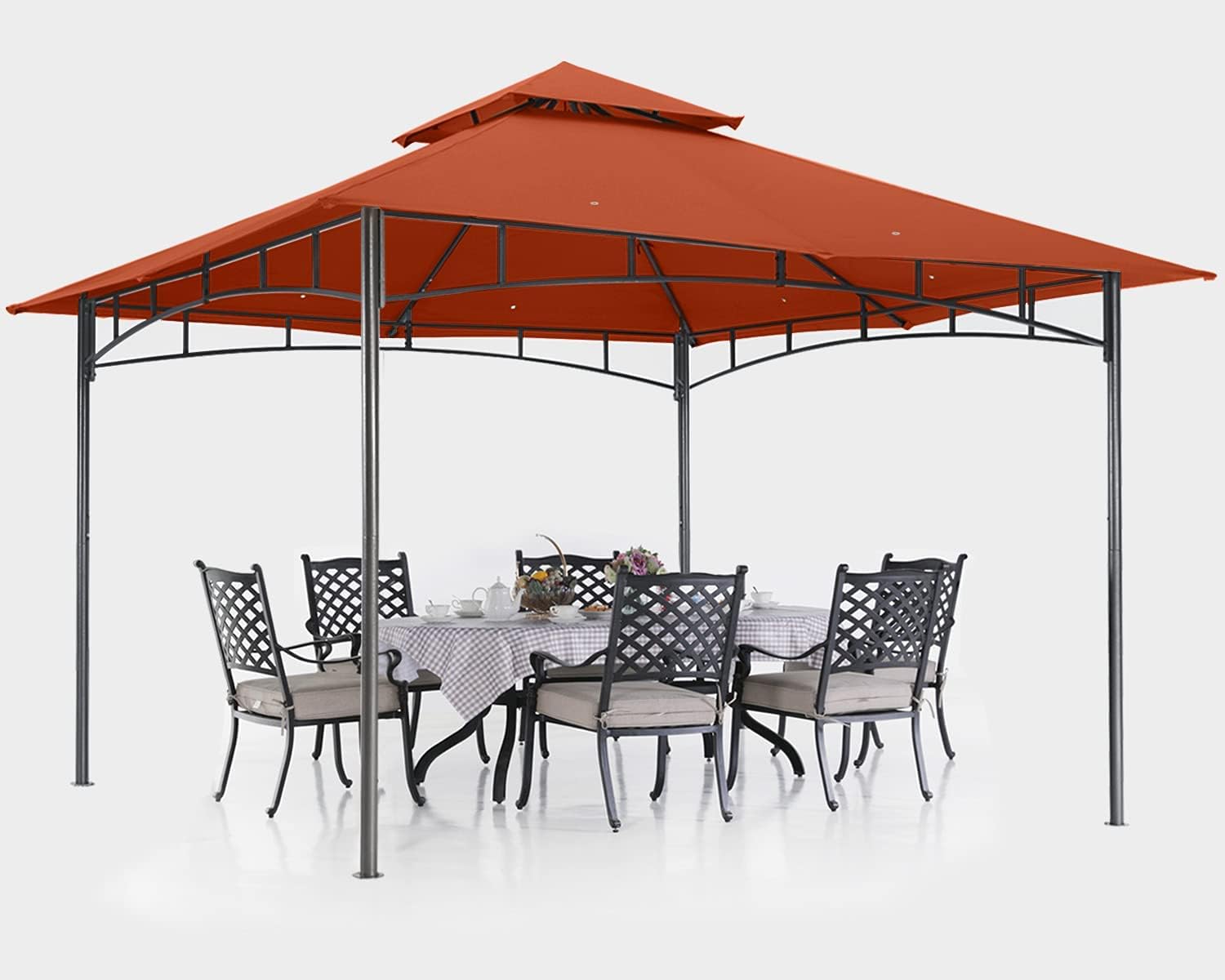 ABCCANOPY Gazebos for Patios 10x10 - Outdoor Steel Frame Gazebo for Lawn Backyard Garden Deck (Rust Red)