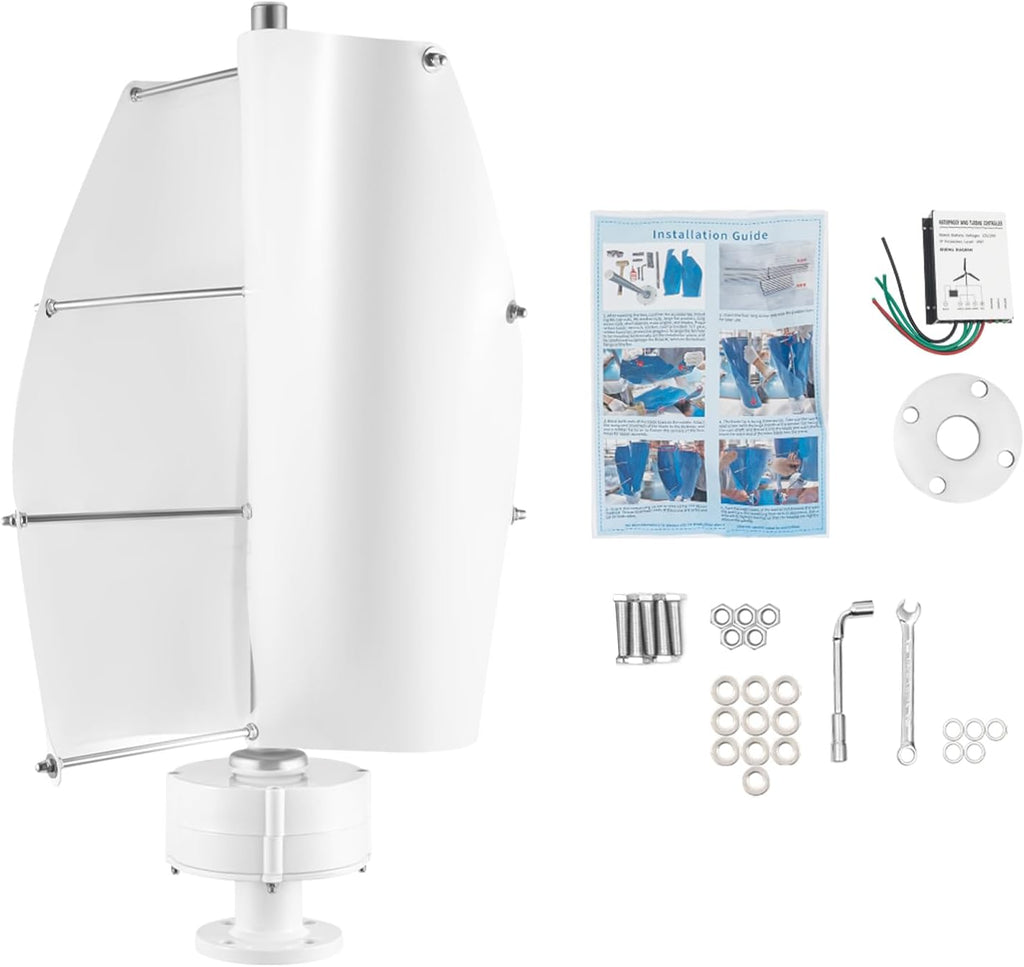 Wind Turbine Generator Kit, Vertical Axis Wind Turbine Generator with Electromagnetism Controller, Hybrid Wind System for Home, Business, Industrial Energy Supply