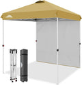 EAGLE PEAK Commercial Canopy 6.6x6.6 Pop Up Canopy Tent with 1 Sidewall, Easy Setup Heavy Duty Instant Event Shelter for Vendors & Markets, Outdoor Sun Shade, Beige