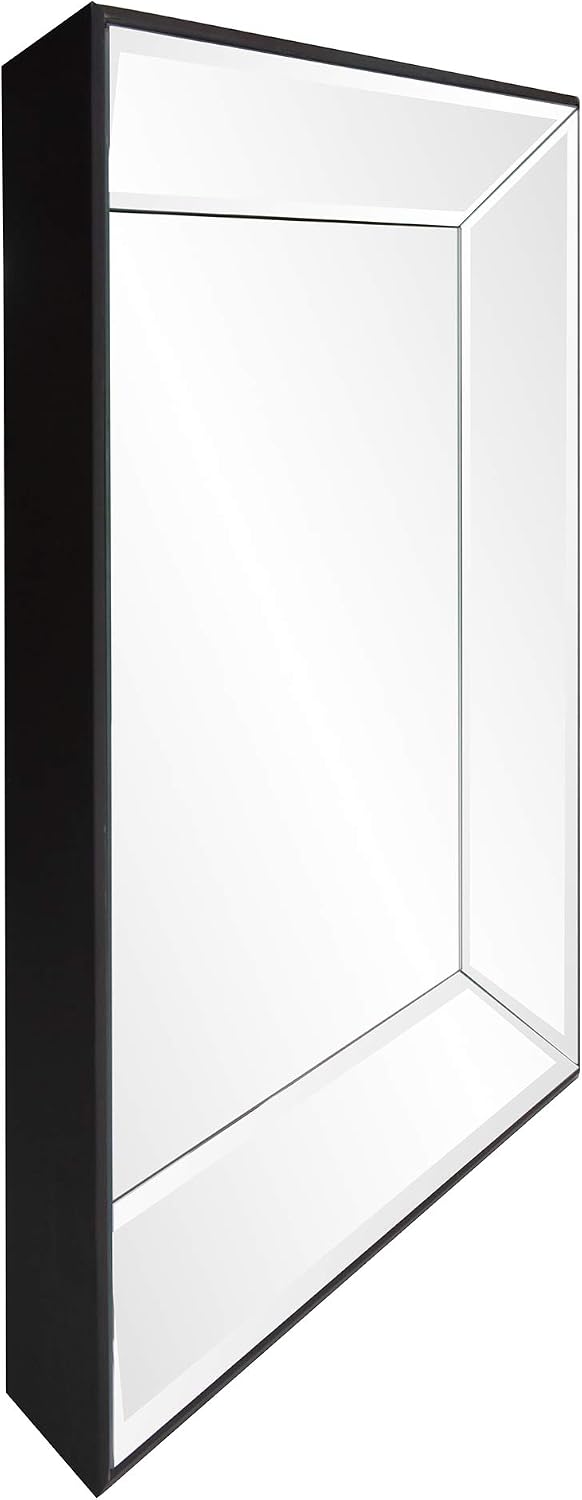 Howard Elliott Collection Vogue Inward Rectangular Hanging Wall Mirror, Large Silver Decorative Wall Mounted Vanity Mirror with Glass Frame for Bedroom, Living Room & Entryway, 30 x 30 Inch