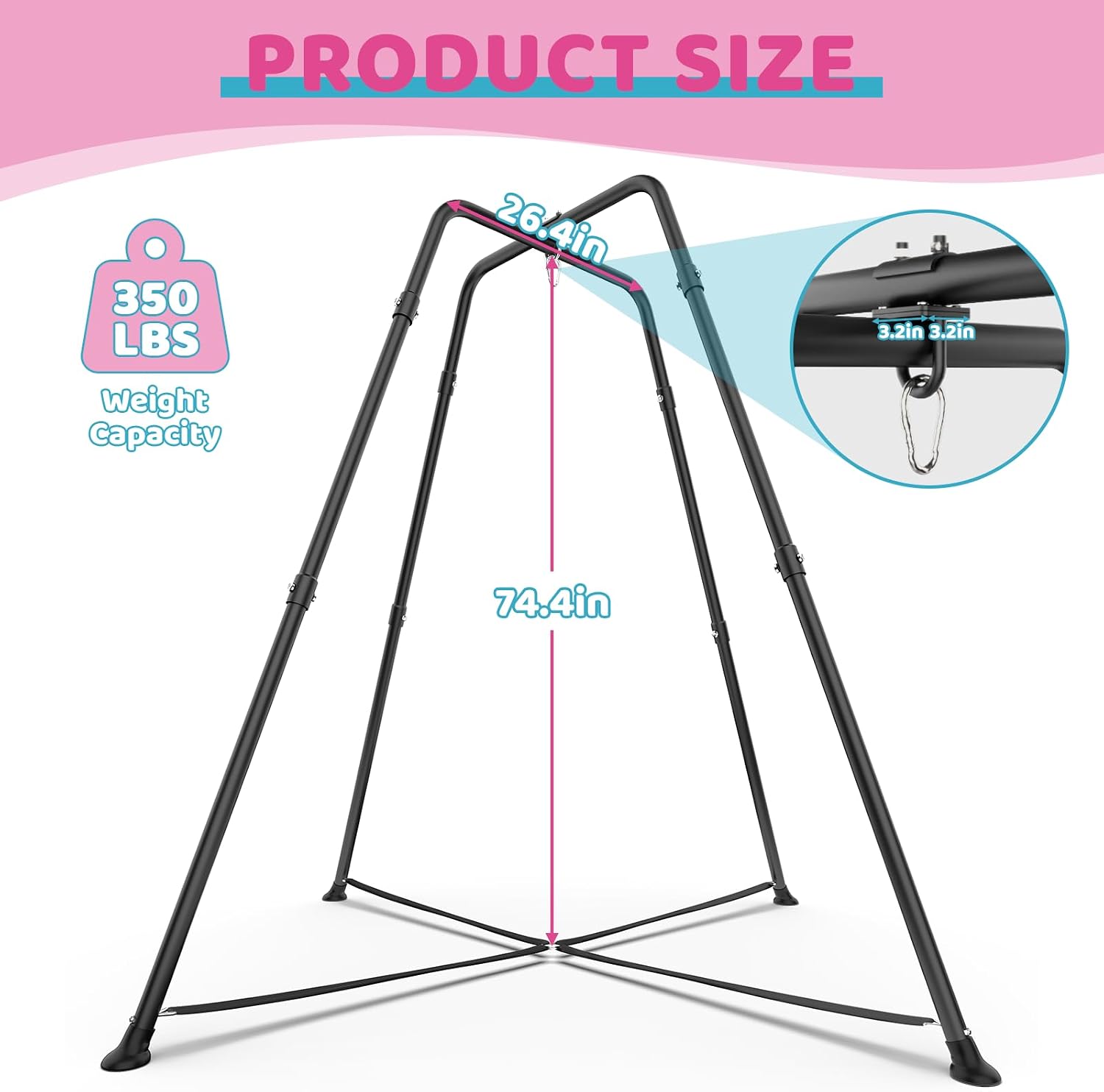 Swing Stand Frame with Sensory Pod Swings and Chair, Sensory Swing Set, X-Shaped Swing Frame, Heavy-Duty Metal Hammock Chair Stand for for Adults Indoor and Outdoor 330LBS(Pink)