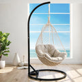 Solid O-Type Swing Hanging Stand, Hammock Chair Stand, Stand 360 Degree Rotation Porch Swing Frame with Carabiner(Only Frame)(Black)