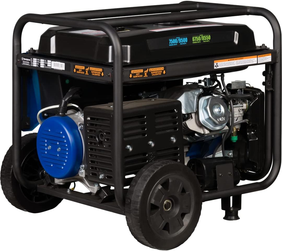 Westinghouse 9500 Peak Watt Dual Fuel Home Backup Portable Generator, Electric Start, Transfer Switch Ready, Gas & Propane Powered, CO Sensor