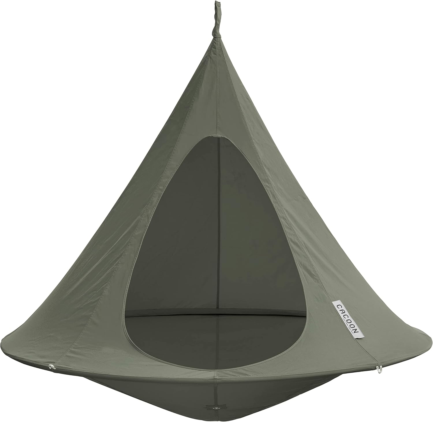 Double Cacoon Hanging Chair for Two – Cozy Indoor/Outdoor Hammock with Polyester Canvas, 440 lb Capacity, Includes 18ft Rope & Carabiner (Khaki)