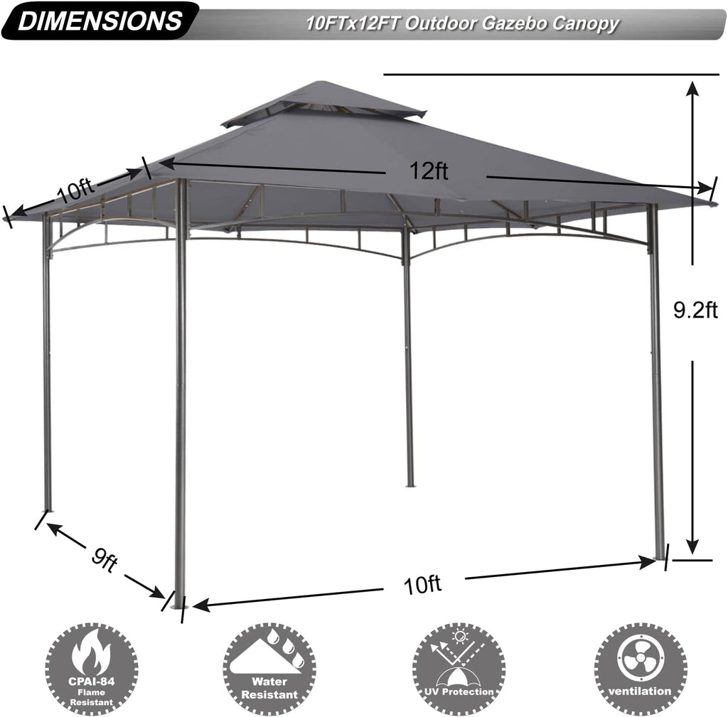 ABCCANOPY Gazebos for Patios 10x12 - Outdoor Steel Frame Gazebo for Lawn Backyard Garden Deck (Dark Gray)