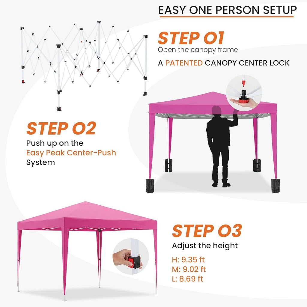 10x10 Pop Up Canopy Outdoor Party Tent with 4 Sidewalls, Outdoor Wedding Party Tent Waterproof UV50 Commercial Canopy Event Shelter Gazebo Tents for Parties, 4 pcs Weight Bag,Carry Bag