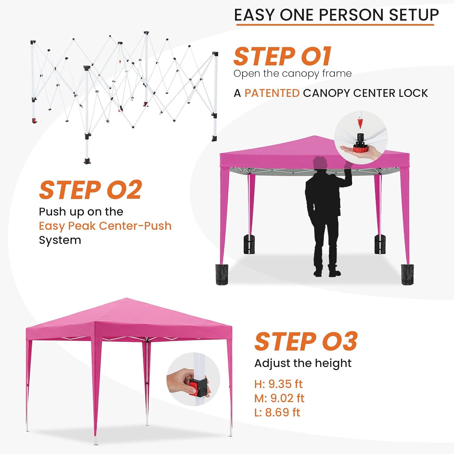 10x10 Pop Up Canopy Outdoor Party Tent with 4 Sidewalls, Outdoor Wedding Party Tent Waterproof UV50 Commercial Canopy Event Shelter Gazebo Tents for Parties, 4 pcs Weight Bag,Carry Bag