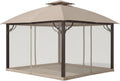 Garden Winds Reinforced RipLock 350 Replacement Canopy Top and Netting Set Compatible with Berkley Jensen 10' x 12' Gazebo Models A101010200, A111016100 - Beige