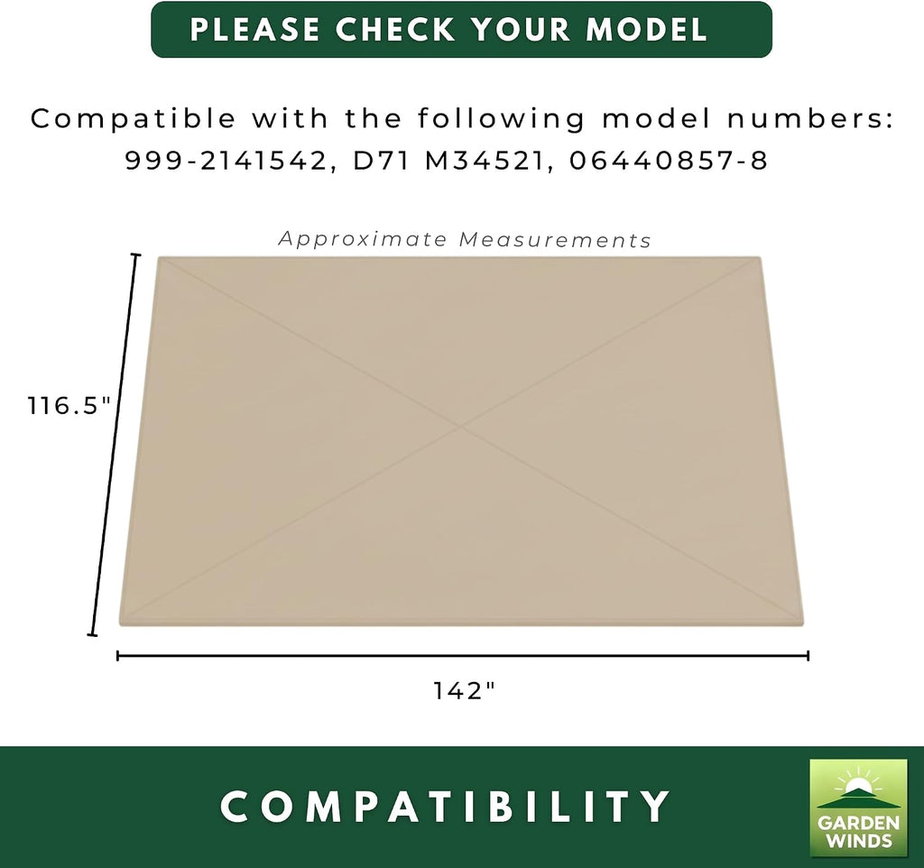 Garden Winds Durable 350 Replacement Canopy Top Compatible with Garden Oasis 10' x 12' Gazebo - Beige