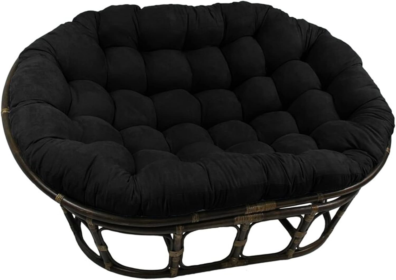 Large Double Papasan Chair Cushion, Outdoor Waterproof Hanging/Egg/Swing/Hammock Chair Cushions Thicken Comfortable Soft Garden Chair Pad Indoor Room Decoration,Waterproof Black,67 * 47 in