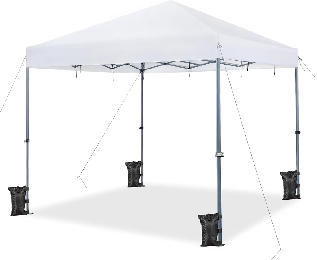 Yaheetech 12x12 Pop Up Canopy Easy Set-up Tent, Portable Outdoor Canopy Instant Tent, Commercial Gazebo with Wheeled Carry Bag & 4 Sandbags for Home, Party & Outdoor Activities, White