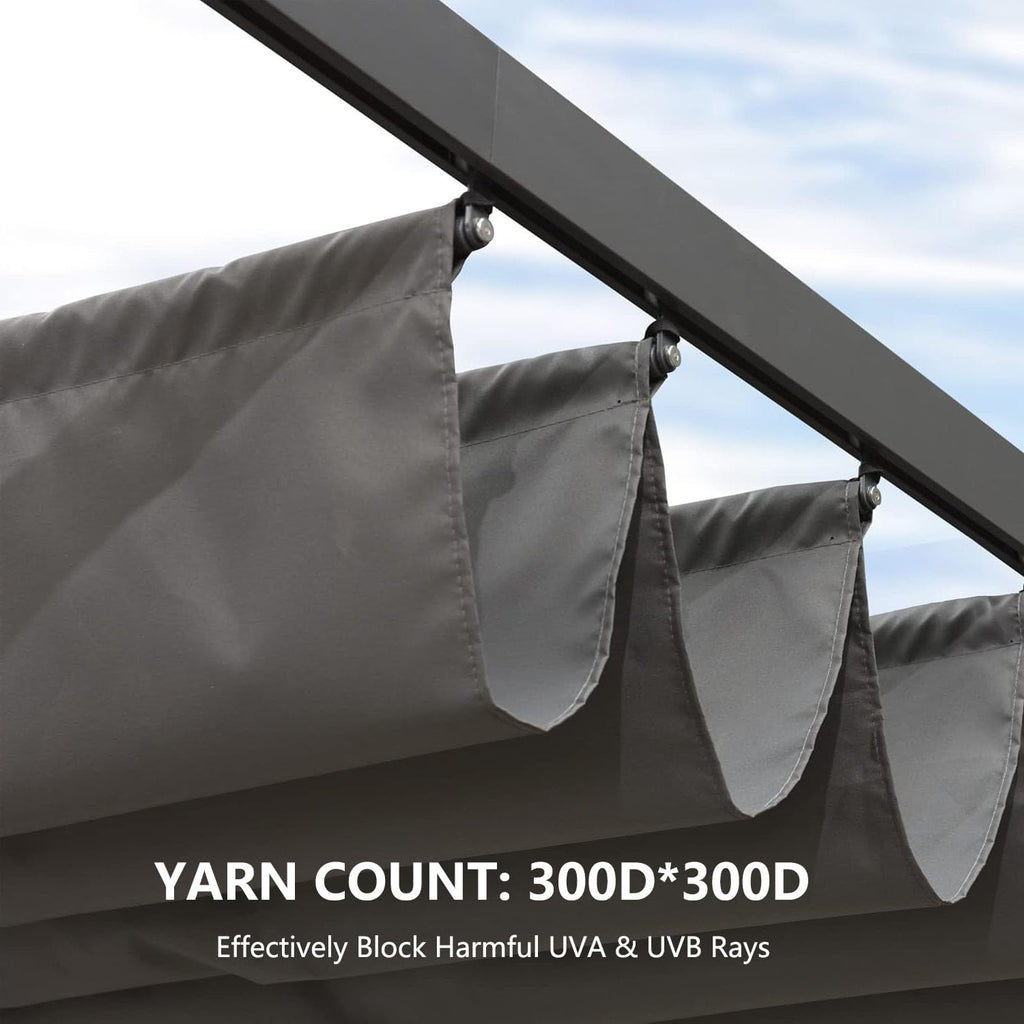 Pergola Shade Cover Replacement Canopy Top Compatible with 10 X 12 ft 6-Bar Pergola Frames - Gray (Canopy Size 116' W x 120' L, Canopy Top Only)