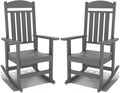 NAVINE Outdoor Rocking Chairs Set of 2, Oversized High Back Patio Rocking Chairs, All Weather Porch Rocking Chairs for Outside. Dark Grey