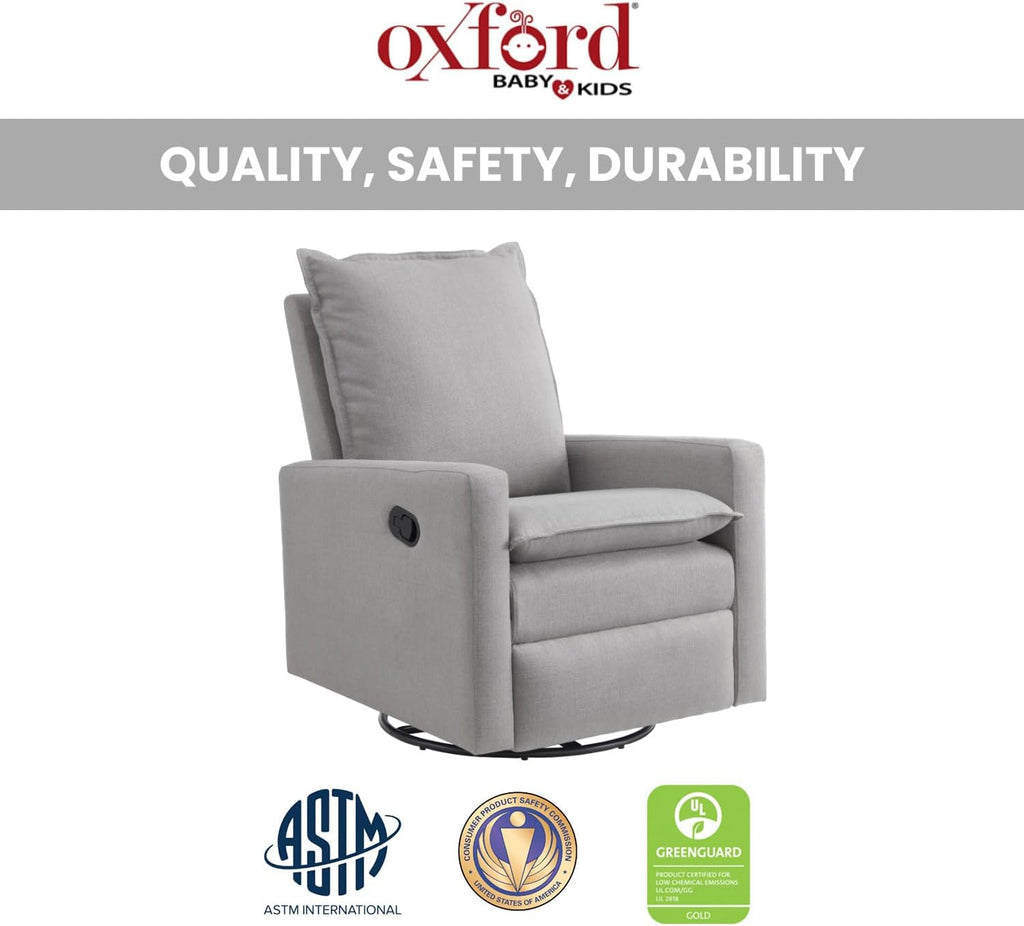 Oxford Baby Uptown Upholstered Swivel Glider and Recliner Nursery Chair, Gray