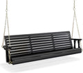 VINGLI Upgraded Patio Wooden Porch Swing for Courtyard & Garden, Heavy Duty 880 LBS Swing Chair Bench with Hanging Chains for Outdoors (Black, 5 FT)