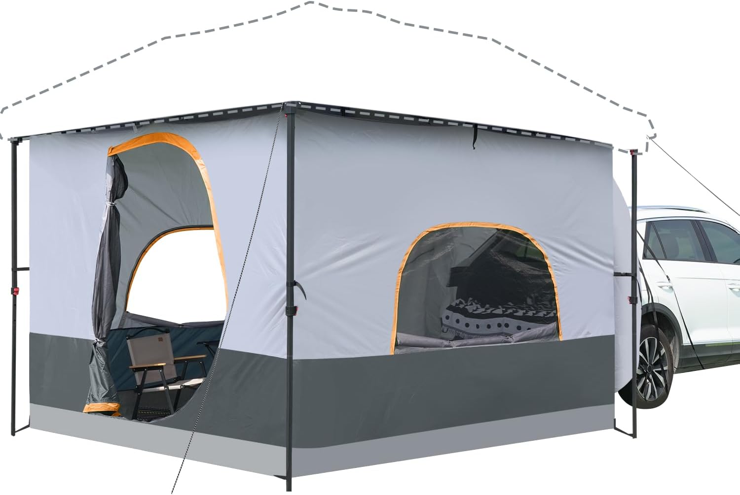 UNP Camping Canopy - Inner Tent - Side Tents - SUV Camping Cube for 10' x 10' Pop Up Canopies (Canopy Pole/Shelter NOT Included) (Grey-SUV Cube Tent)