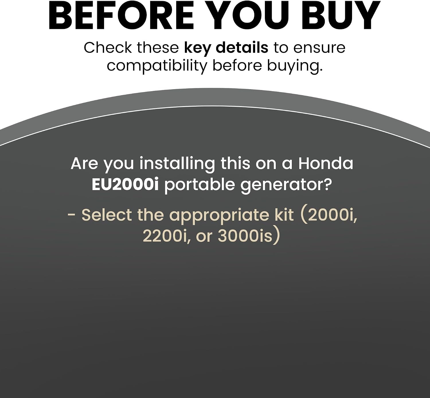 Hutch Mountain Generator Propane Conversion Kit Honda EU2000i - Dual-Fuel Conversion for Propane & Gasoline - Portable Generator Backup Kit for Home Emergencies, Camping, and RVs