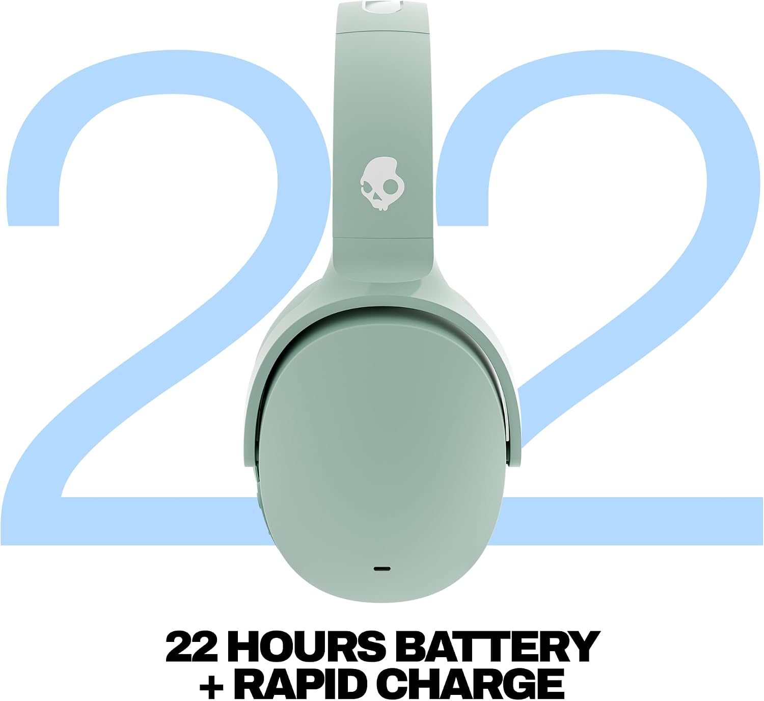 Skullcandy Hesh ANC Wireless Over-Ear Bluetooth Headphones with Extra USB-C Charging Cable, Active Noise Canceling, 22 Hrs Battery, Foldable Lightweight Design, Microphone iPhone Android - Preppy Sage