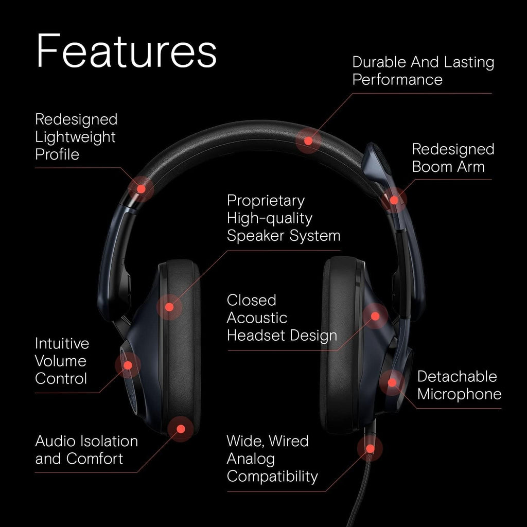EPOS H6Pro - Closed Acoustic Gaming Headset with Mic – Lightweight Over-Ear Design – Lift-to-Mute – Compatible with Xbox, PS4, PS5 & PC – Black