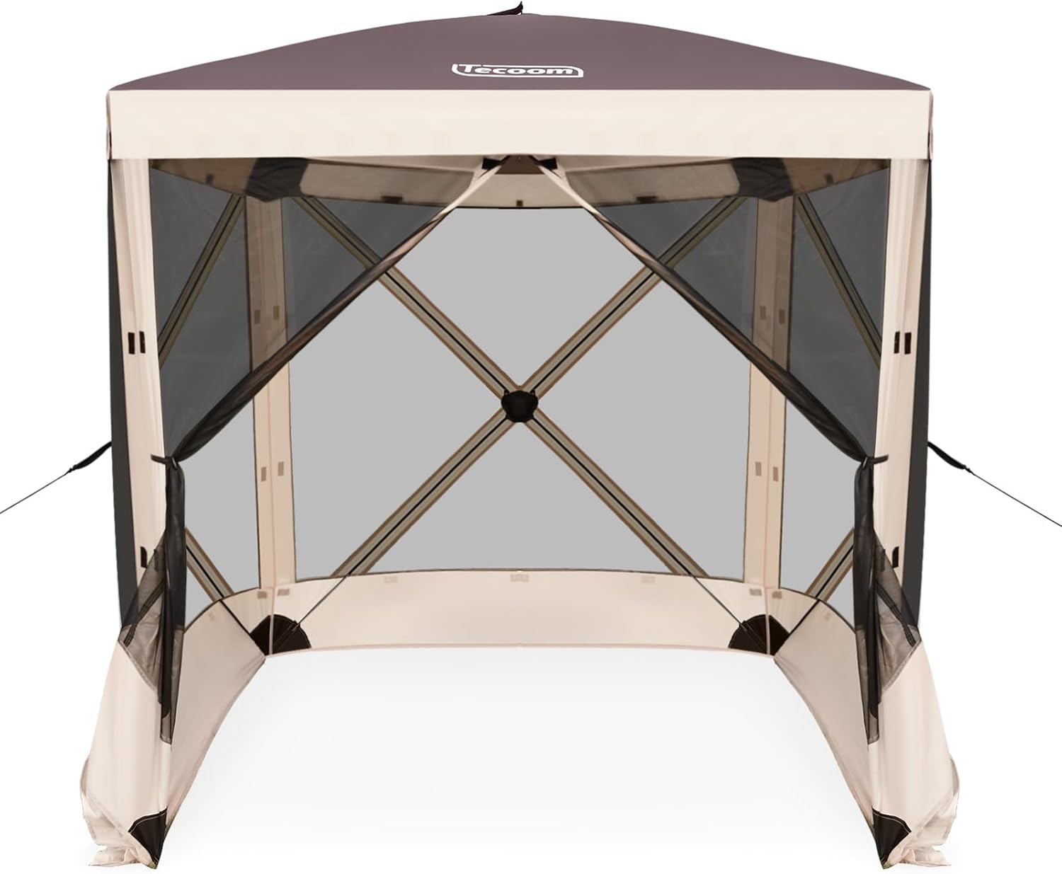 Upgraded Tecoom 7.2x7.2ft Pop Up Gazebo Tent with, 5-Sided Screen House with Canopy Extendable, Large Portable Sun Shelter with Removable Siedwalls for 8-10 Persons Camping, Outdoor, Garden, Activitie