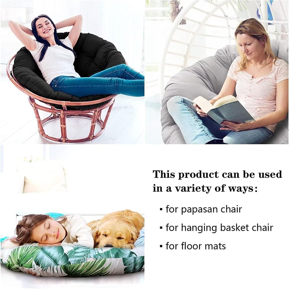 Hanging Basket Chair Cushion, Indoor Outdoor Papasan Chair Cushion, Thick Round Overstuffed Egg Chair Pad Hanging Hammock Seat Cushion Patio Furniture Cushion(Purple,120cm(47in))