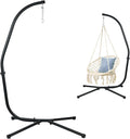 Aoodor Patio Hammock Stand Only, Hammock Chair Metal C-Stand with Hanging Chain, Max Load 330lbs, Black