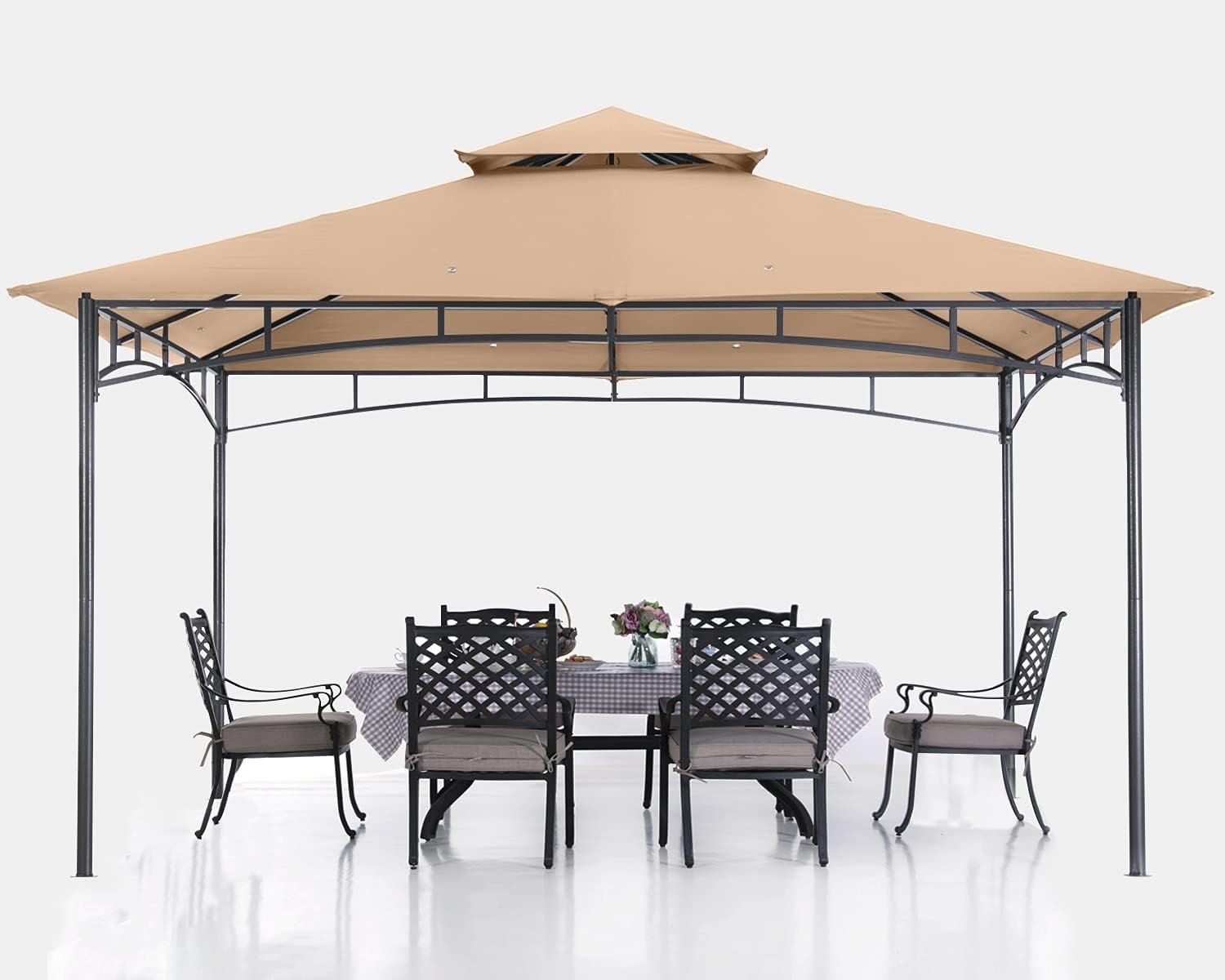 ABCCANOPY Gazebos for Patios 10x12 - Outdoor Steel Frame Gazebo for Lawn Backyard Garden Deck (Beige)