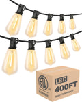 Lightdot LED Outdoor String Lights 400FT Patio Lights with 128 Shatterproof ST38 Vintage Edison Bulbs, Outside Hanging Light Waterproof for Porch, Deck, Garden, Backyard, Balcony, Dimmable- ETL Listed