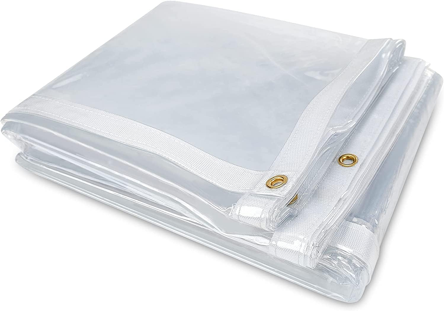 8 x 12FT Outdoor Clear Tarp Curtain Waterproof Wind-Proof 24 Mil Transparent Vinyl Tarp for Patio Pergola Garden Canopy Rainproof Anti-Tear PVC Thick Cover with Grommets
