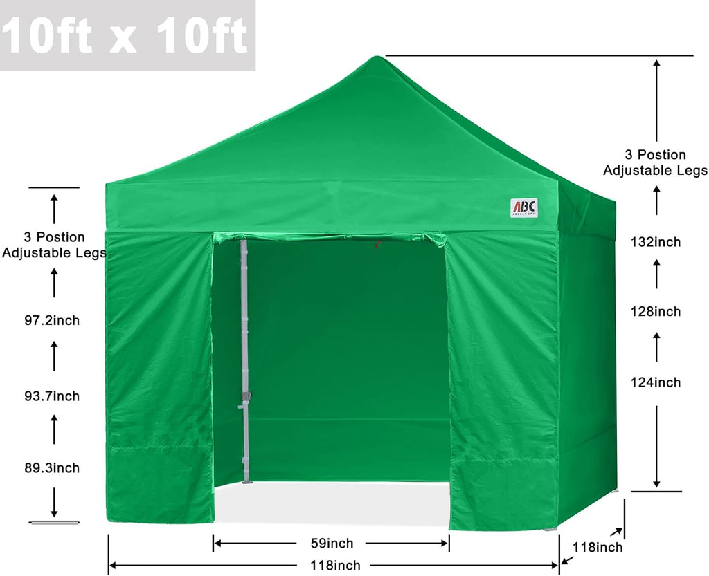 ABCCANOPY Easy Pop Up Canopy Tent with Sidewalls 10x10 Commercial -Series